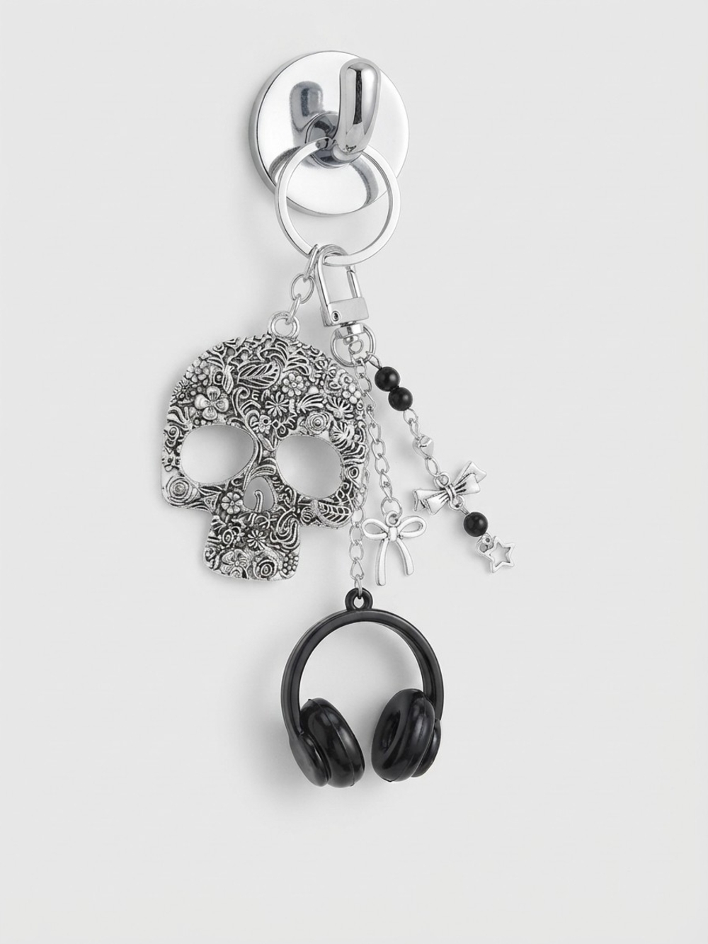 NEW Handmade Filigree Skull & Headphone Keychain/Bag Charm (0322)